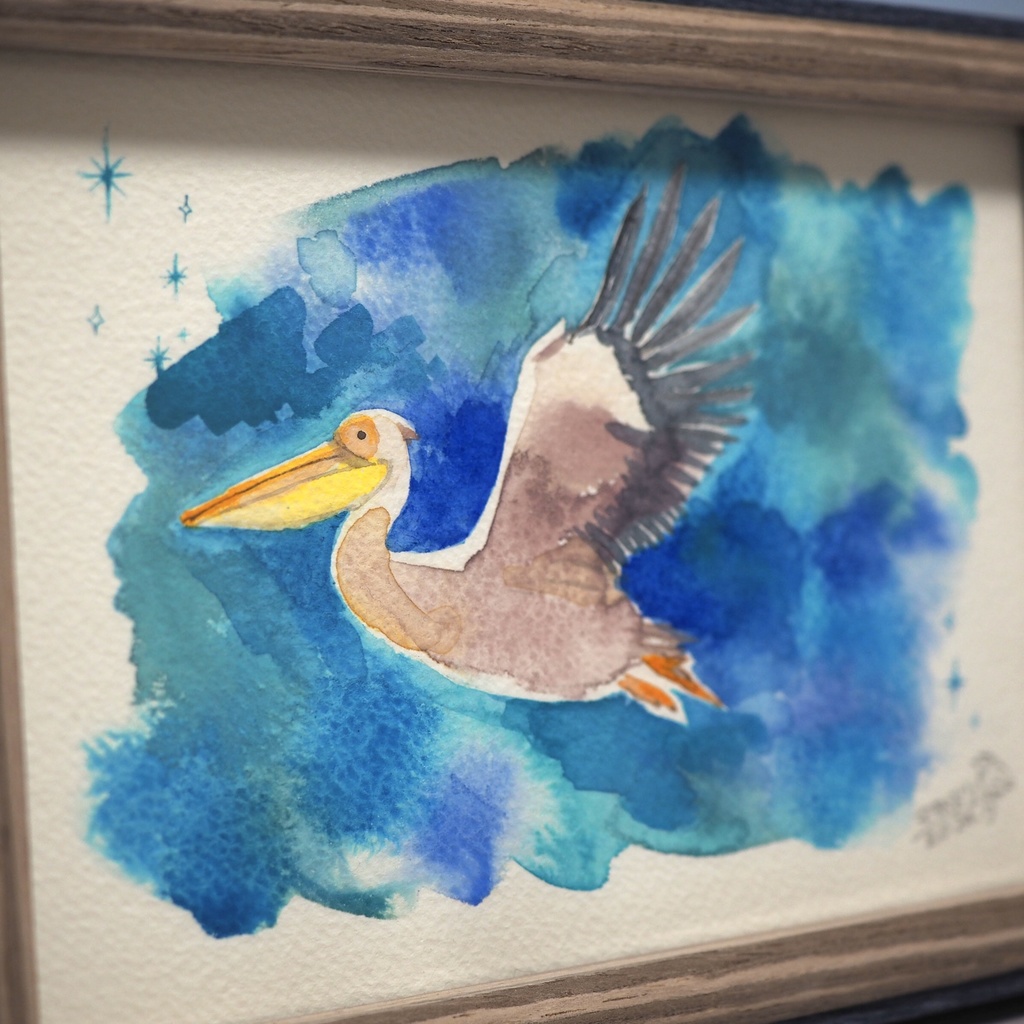 額入原画「モモイロペリカン」