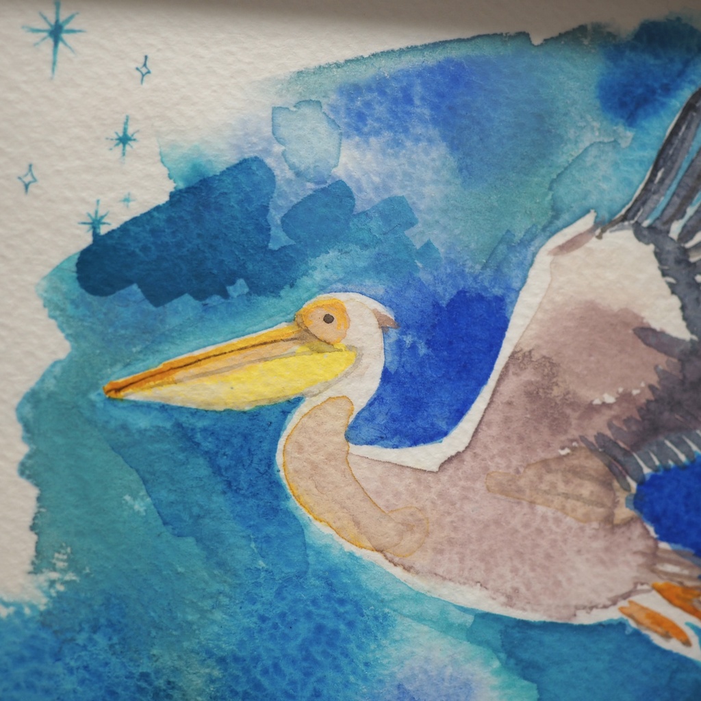 額入原画「モモイロペリカン」