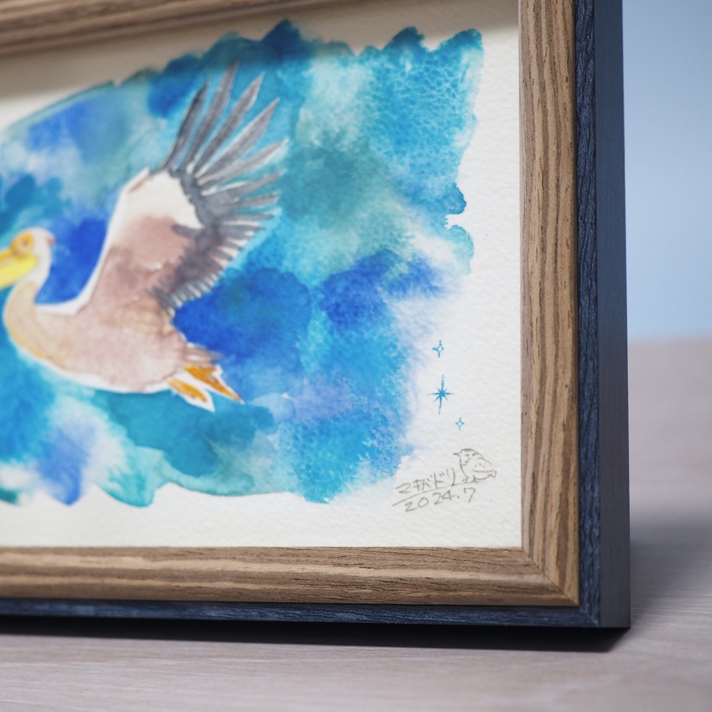 額入原画「モモイロペリカン」