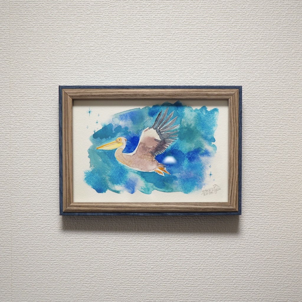 額入原画「モモイロペリカン」