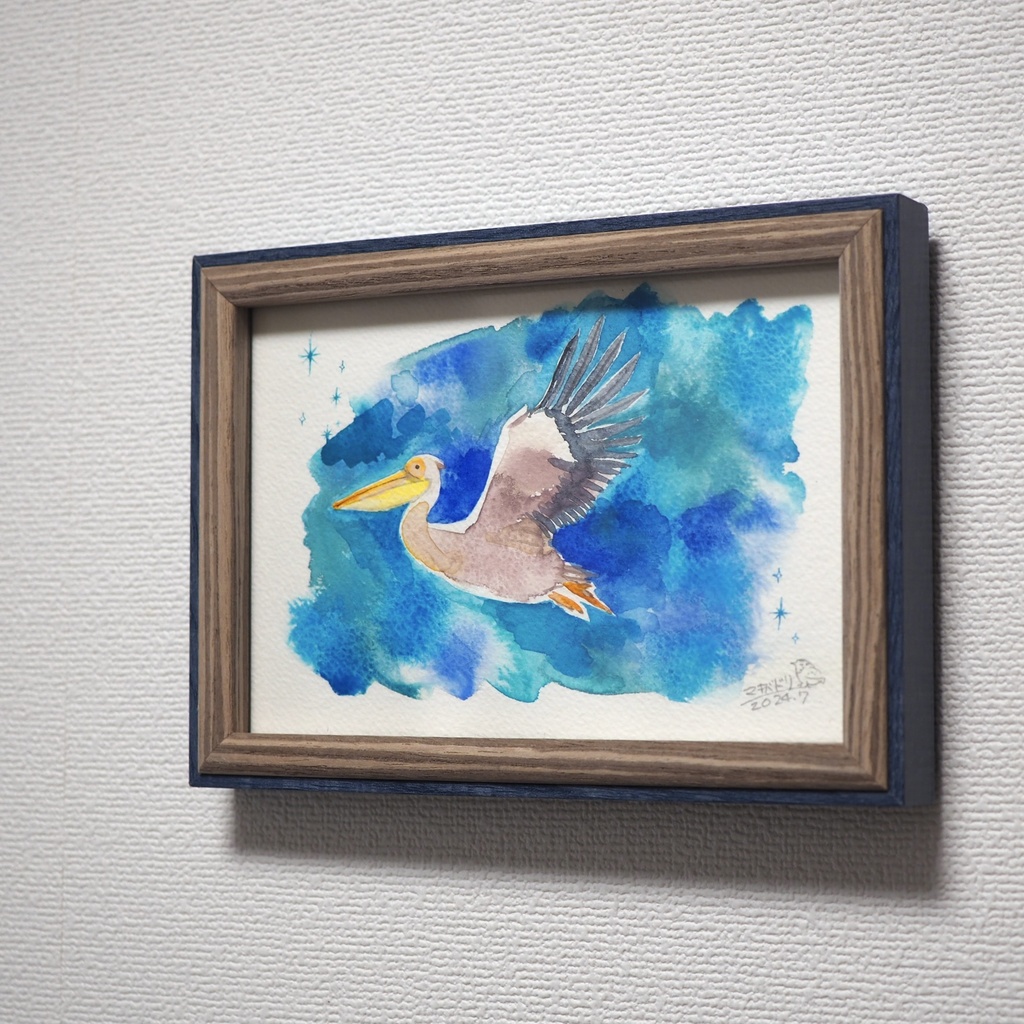額入原画「モモイロペリカン」