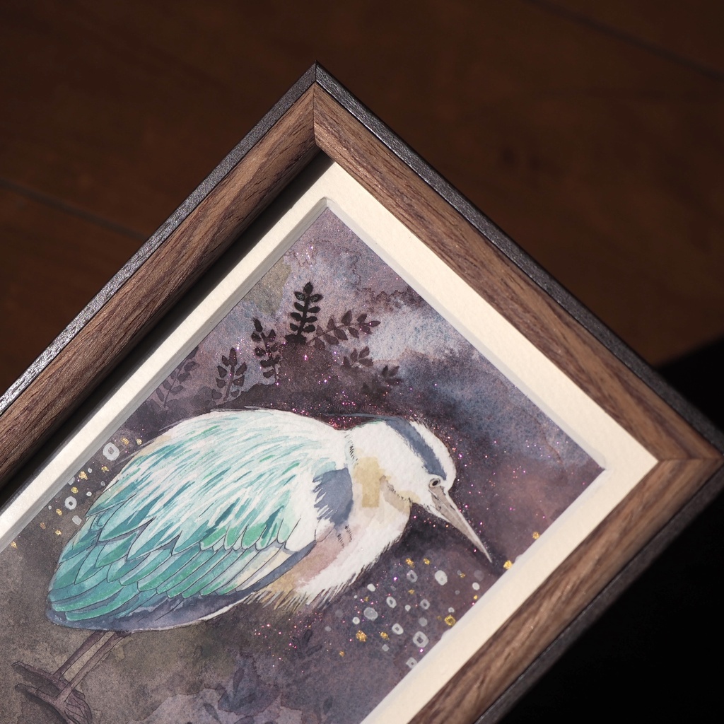 額入原画「アオサギ」