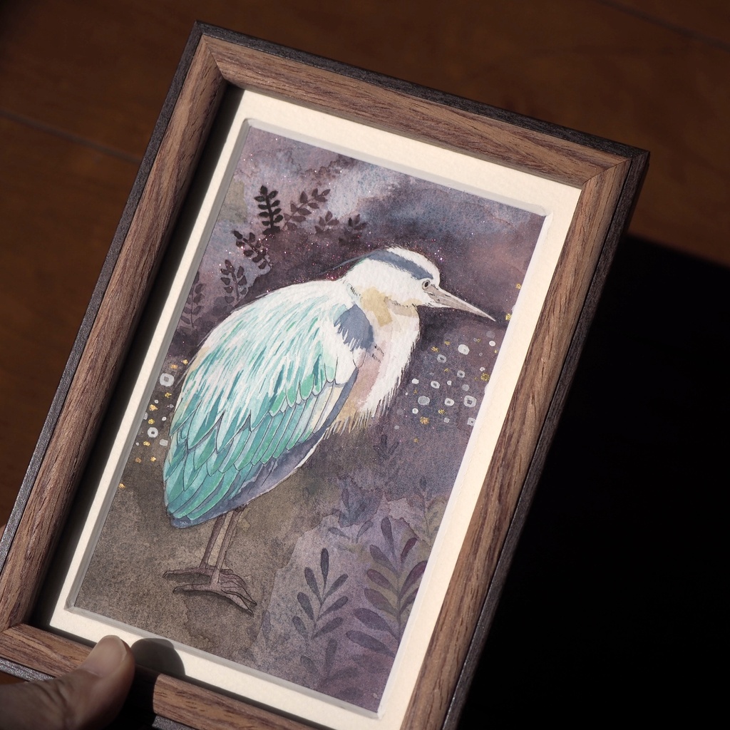 額入原画「アオサギ」