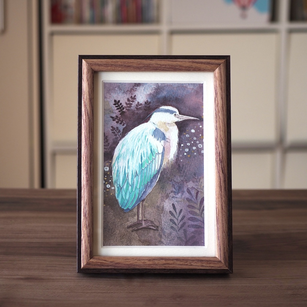額入原画「アオサギ」