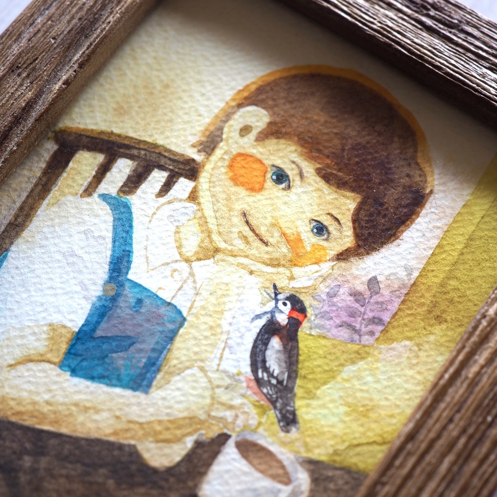 水彩 原画 額入「ピノキオ」