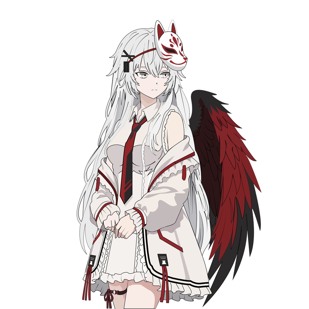 Kitsune Winged Anime Girl - Digital Wallpaper & Character Art