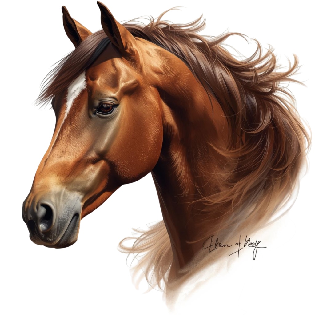 リアルイラスト風 馬のクリップアート素材(PNG)