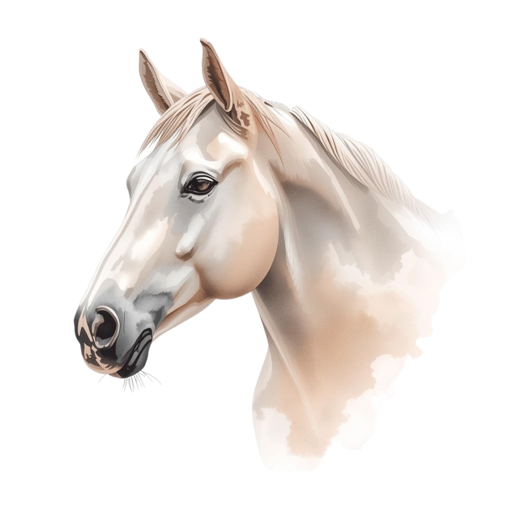 リアルイラスト風 馬のクリップアート素材(PNG)