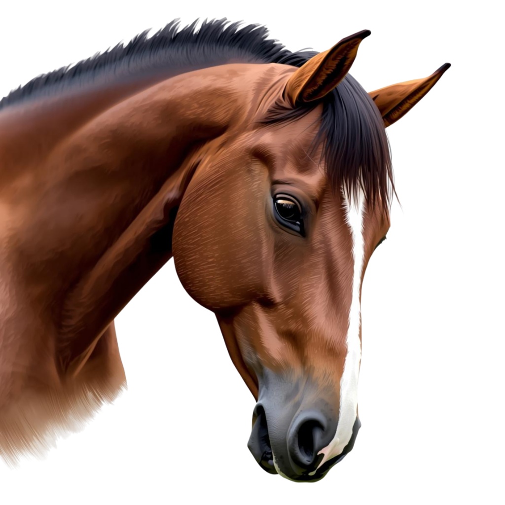 リアルイラスト風 馬のクリップアート素材(PNG)