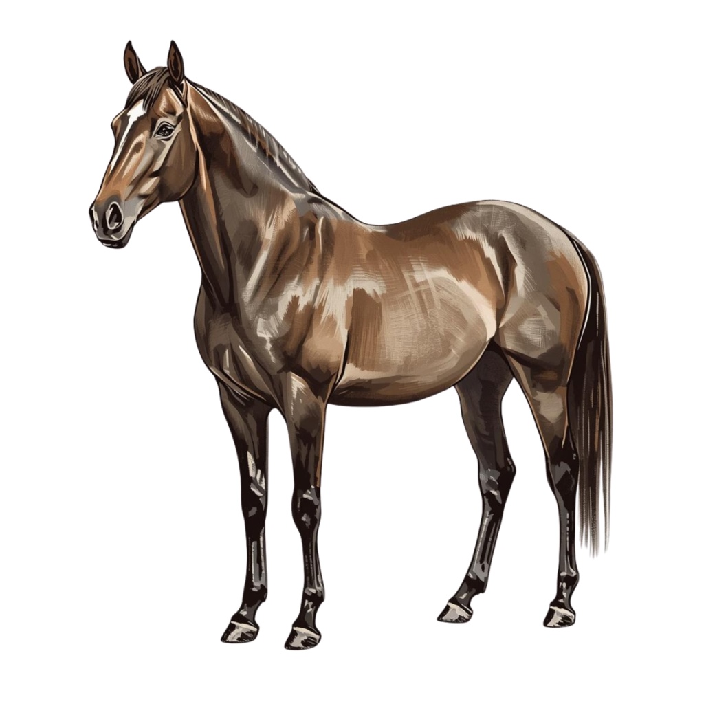 リアルイラスト風 馬のクリップアート素材(PNG)