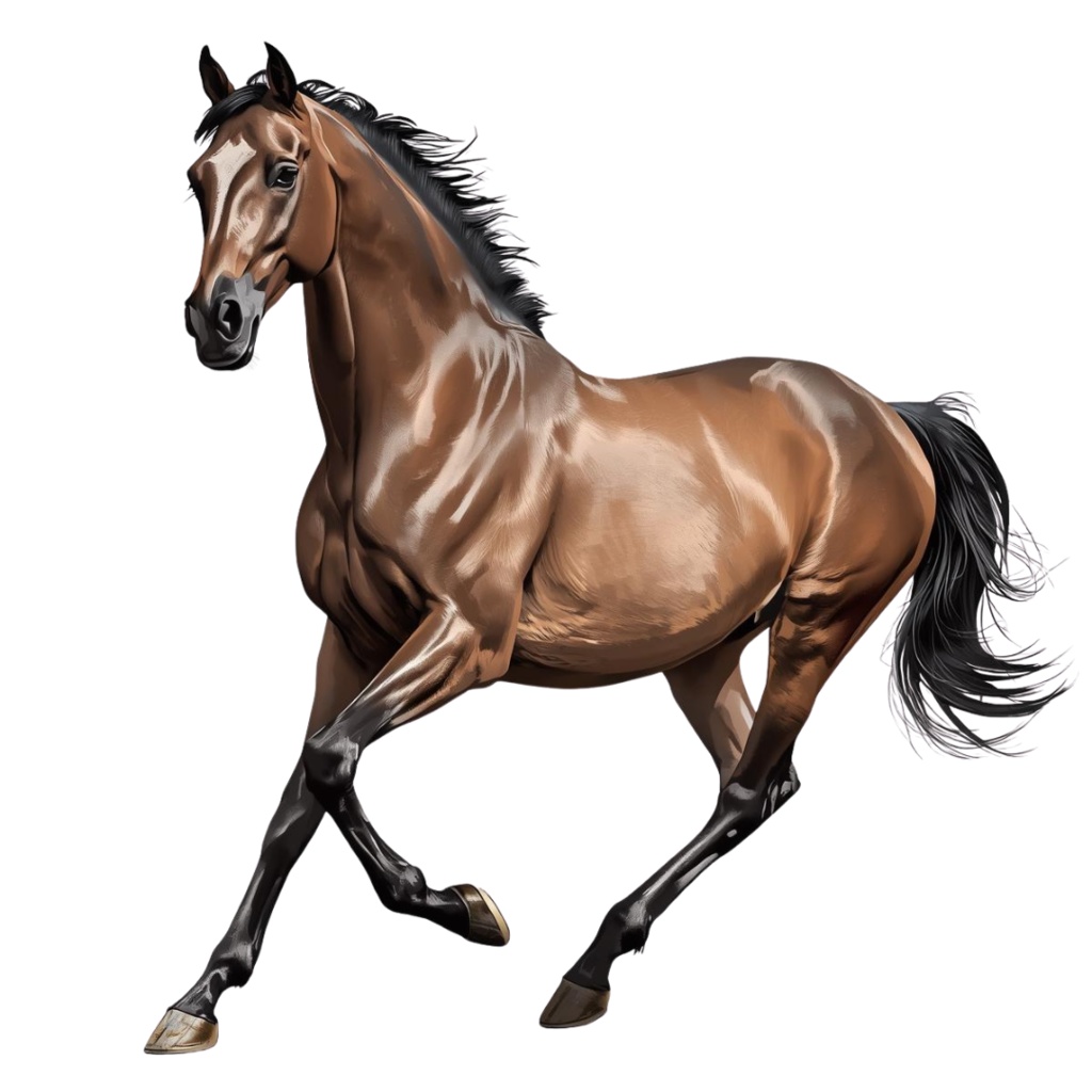 リアルイラスト風 馬のクリップアート素材(PNG)