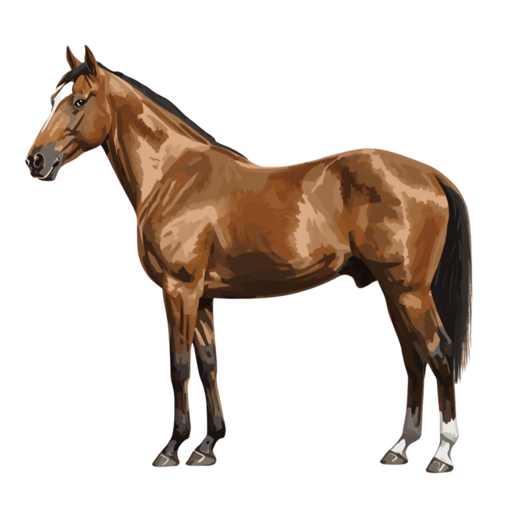 リアルイラスト風 馬のクリップアート素材(PNG)