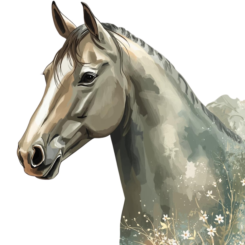 リアルイラスト風 馬のクリップアート素材(PNG)