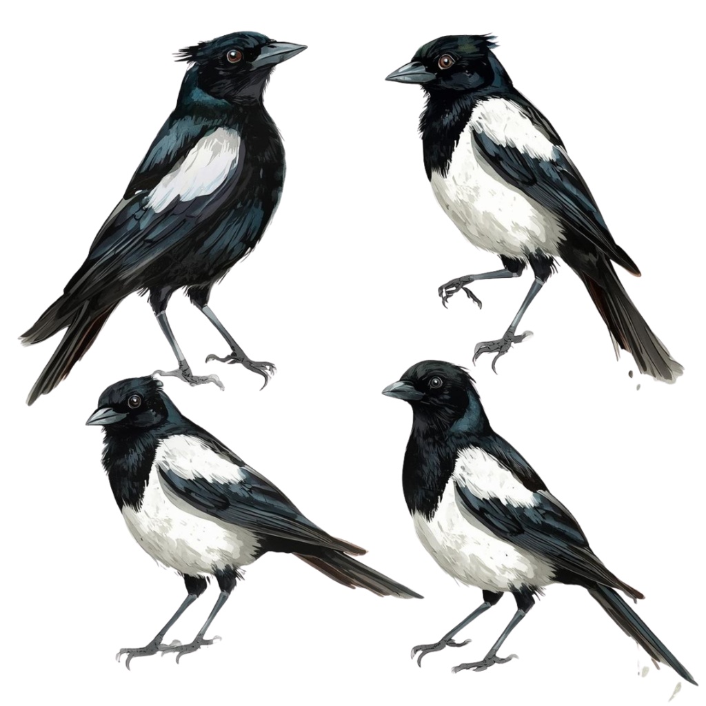 カササギ クリップアート素材集(PNG)