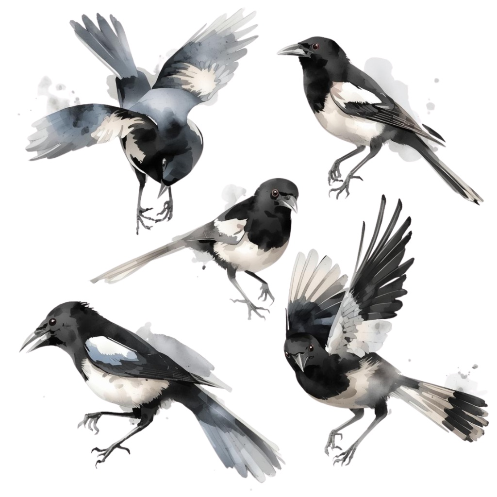 カササギ クリップアート素材集(PNG)