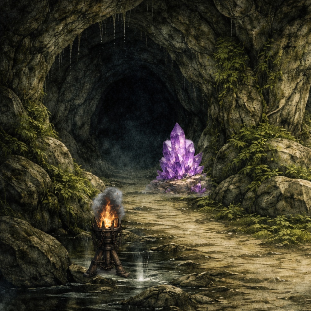 TRPG背景素材|森の洞窟遺跡ダンジョンセット(8枚 / 1920×1080)