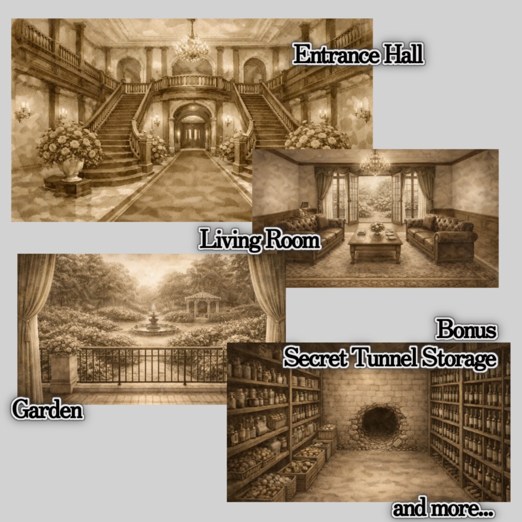 追憶の洋館TRPG背景素材集③ Sepia Memory Mansion Background Set Vol.3