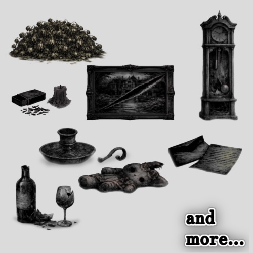 廃墟の洋館TRPG小物素材集② Ruined Mansion Props Set Vol.2