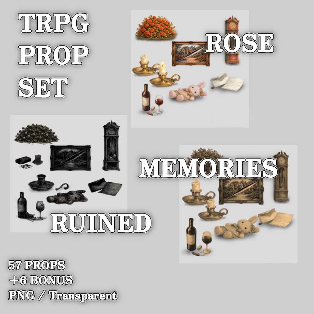TRPG小物素材集 薔薇・廃墟・追憶の洋館セット