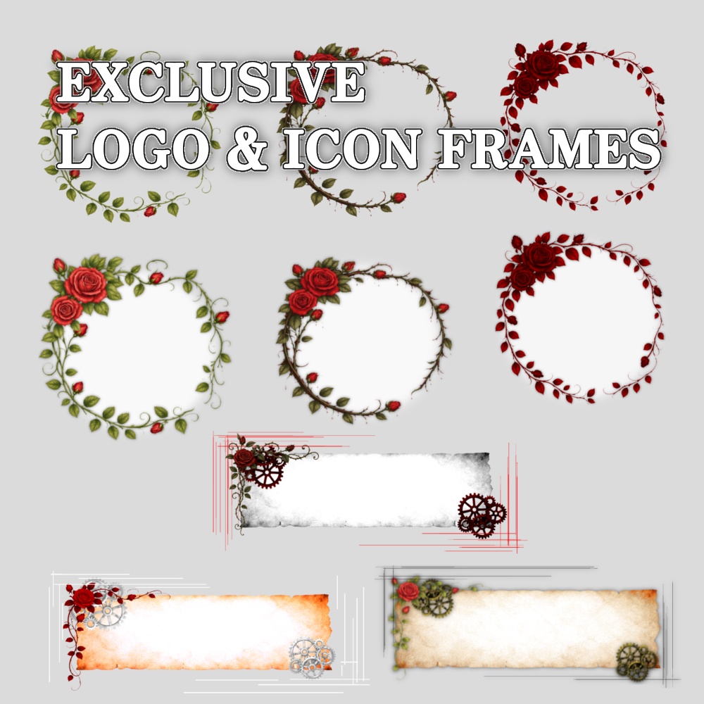 薔薇の洋館コンプリートセット(背景+小物+限定フレーム)/Rose Mansion Complete Set (Backgrounds + Props + Exclusive Frames)