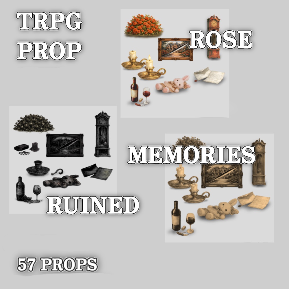 薔薇の洋館コンプリートセット(背景+小物+限定フレーム)/Rose Mansion Complete Set (Backgrounds + Props + Exclusive Frames)