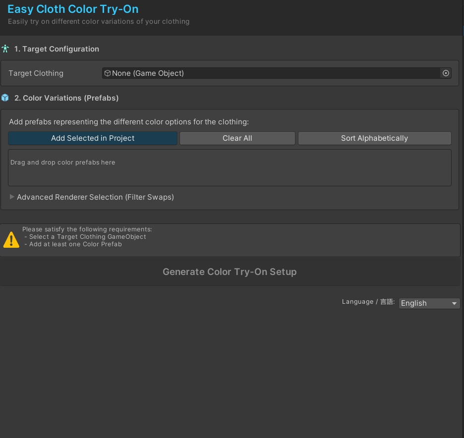 Easy Cloth Color Try On Tool