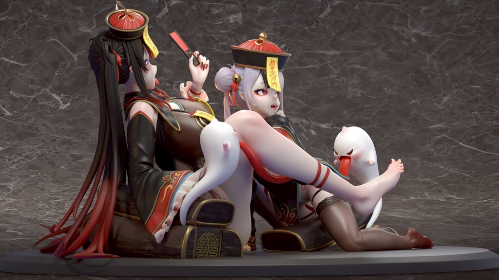 「委託販売」ゾンビ姉妹 黒纓と紅綾・未塗装オリジナルガレージキット