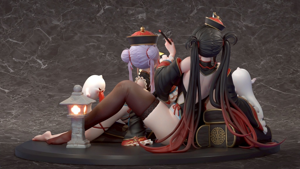 「委託販売」ゾンビ姉妹 黒纓と紅綾・未塗装オリジナルガレージキット