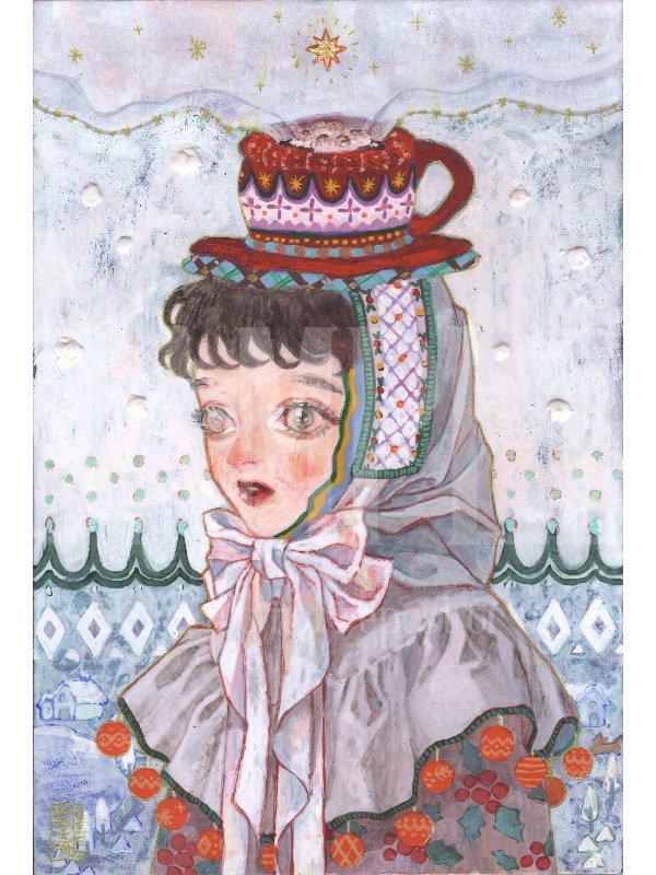 【はがきサイズ】麓に白