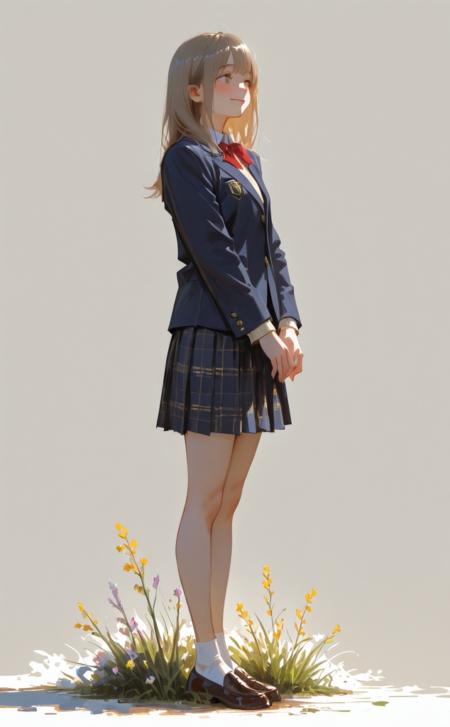 ブレザー制服の金髪少女（春・横向き）｜アニメ風キャラクター立ち絵素材