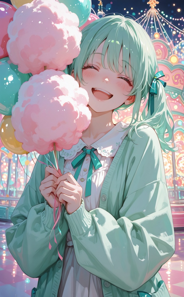 緑髪の少女 立ち絵イラスト5枚セット（商用利用可）