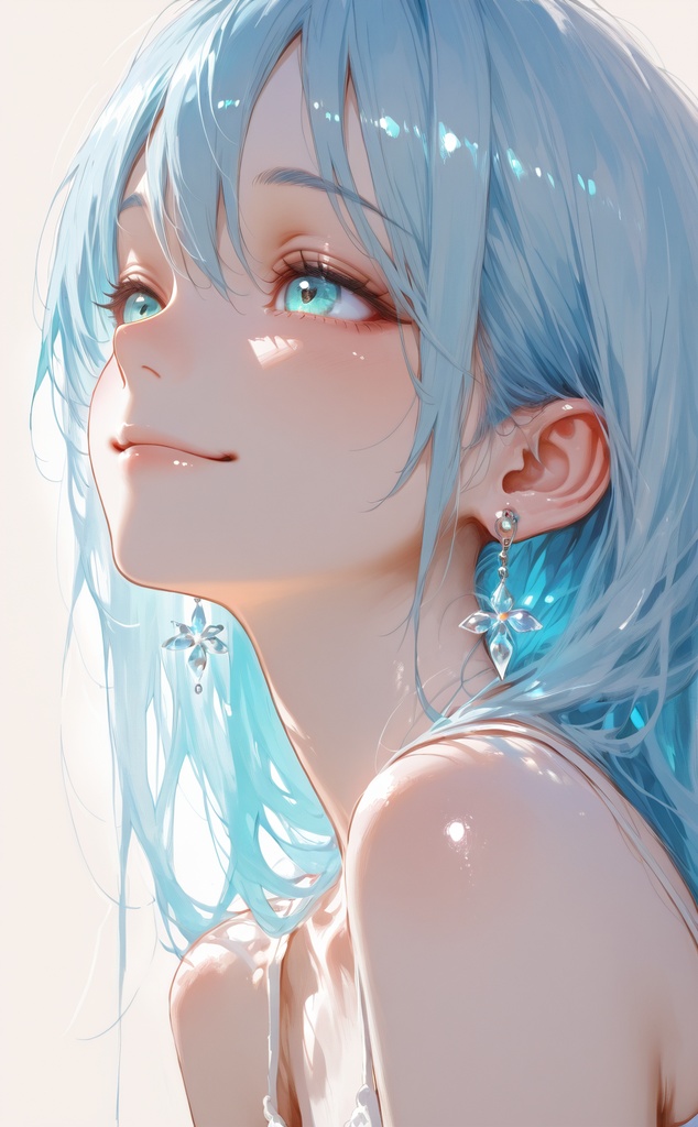 青髪の女の子 バラエティ立ち絵5枚セット（商用利用可）