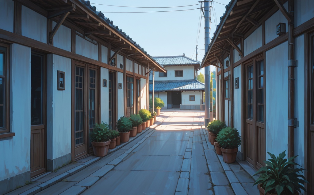 【背景素材】商店街・レトロな街並み - 背景イラスト5点セット（商用利用可）