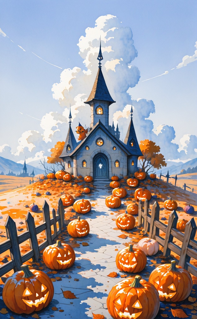 【ハロウィン背景】かぼちゃ畑の田園風景 5枚セット|動画背景・同人誌表紙・季節のチラシに|商用利用可・クレジット不要