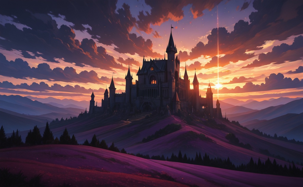 【ハロウィン背景】ゴシックの城と夕焼け 5枚セット|ノベルゲーム・TRPG・小説挿絵に|商用利用可・クレジット不要