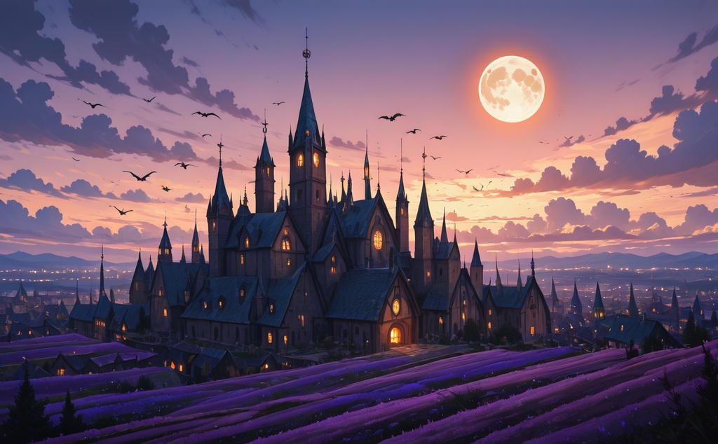 【ハロウィン背景】ゴシックの城と夕焼け 5枚セット｜ノベルゲーム・TRPG・小説挿絵に｜商用利用可・クレジット不要