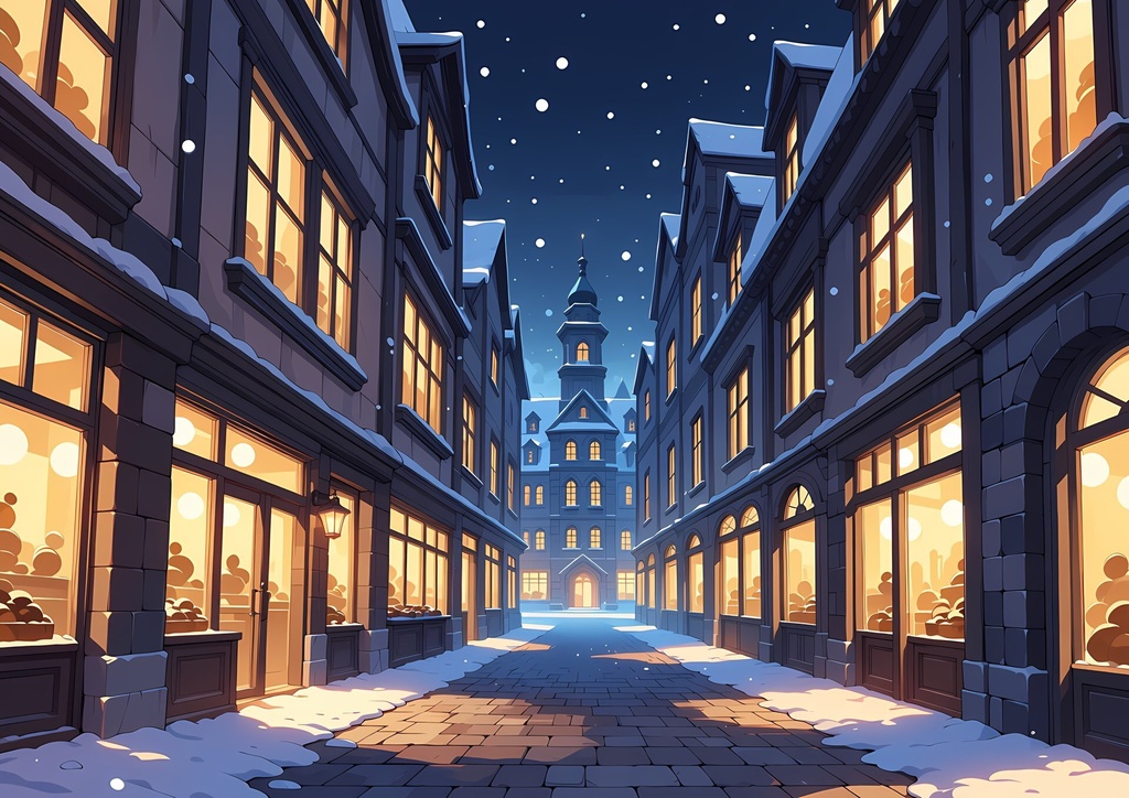 【商用利用可】銀髪にベージュのコートと紺のマフラーの少女のイラスト+同じ場面の人物なし背景 11枚セット|白雪雪乃