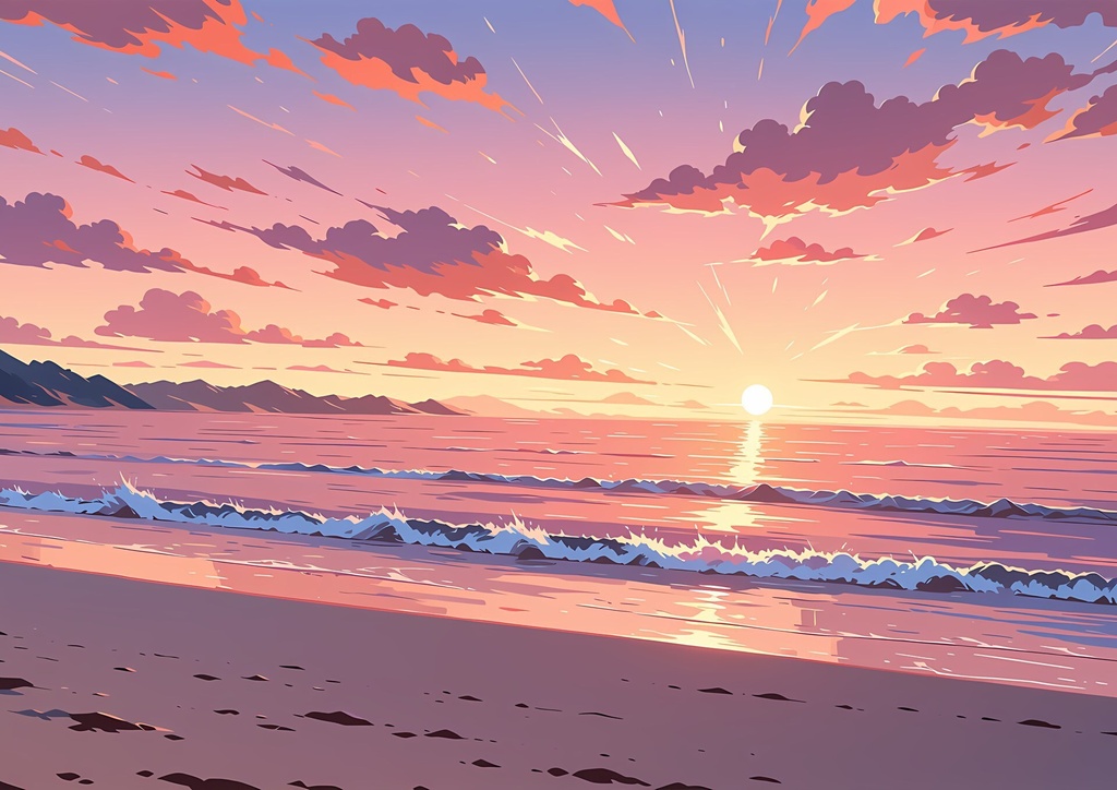 【商用利用可】紺髪の白サンドレス少女のイラスト+同じ場面の人物なし背景 11枚セット|紺野汐里