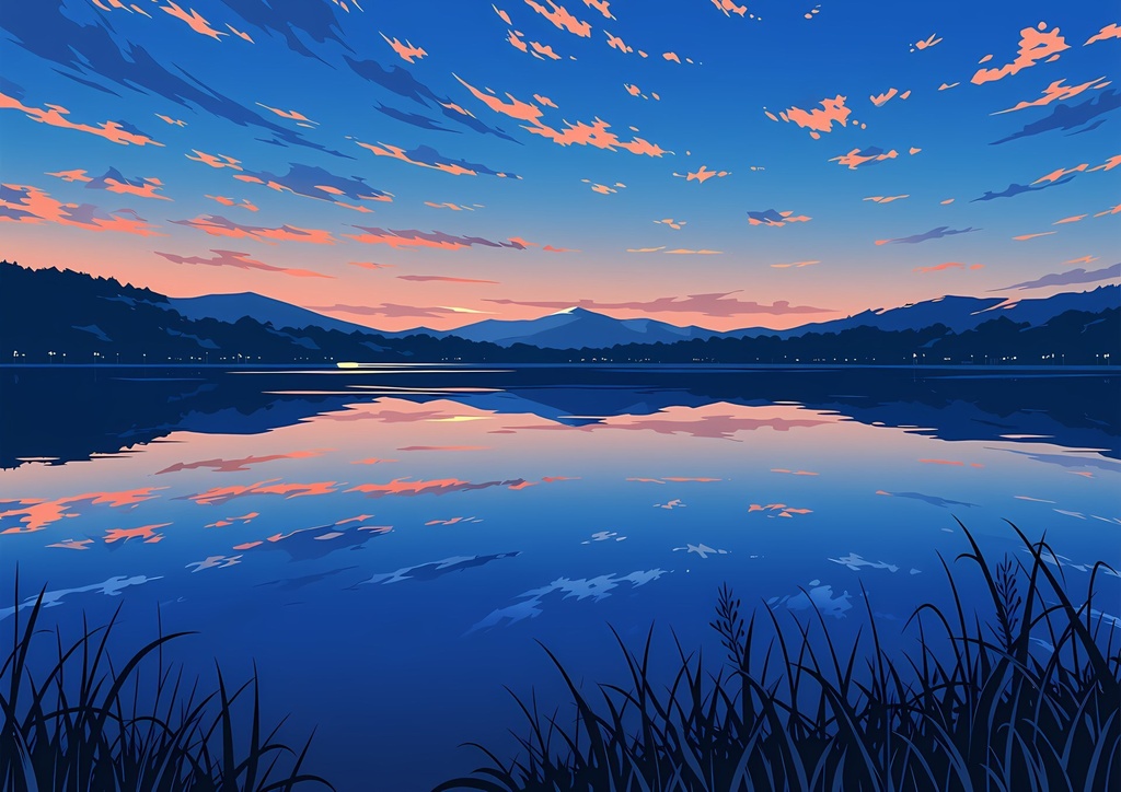 【商用利用可】紺髪の白サンドレス少女のイラスト+同じ場面の人物なし背景 11枚セット|紺野汐里