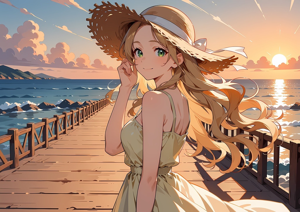 【商用利用可】金髪ウェーブに黄色のワンピースの少女のイラスト+同じ場面の人物なし背景 11枚セット|金森陽菜