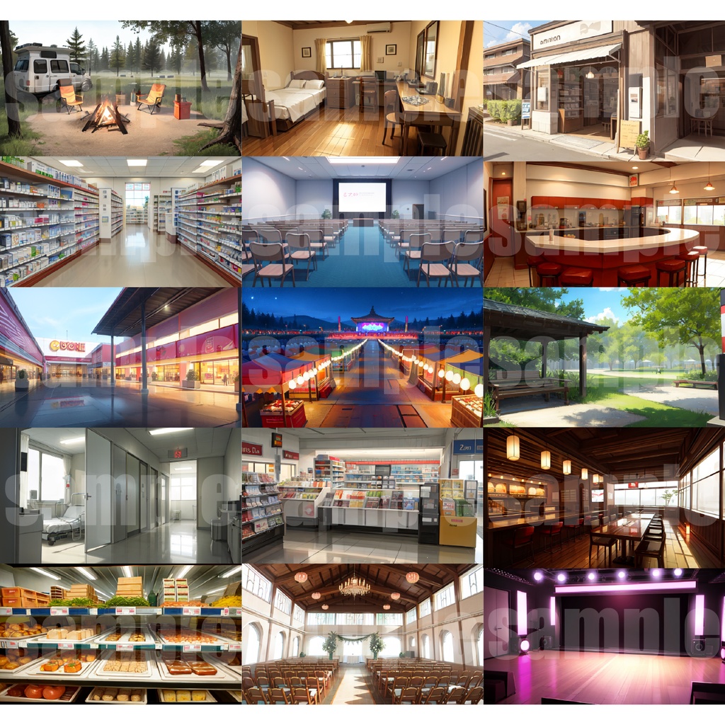 シグラルAI素材集『店舗・施設背景編』