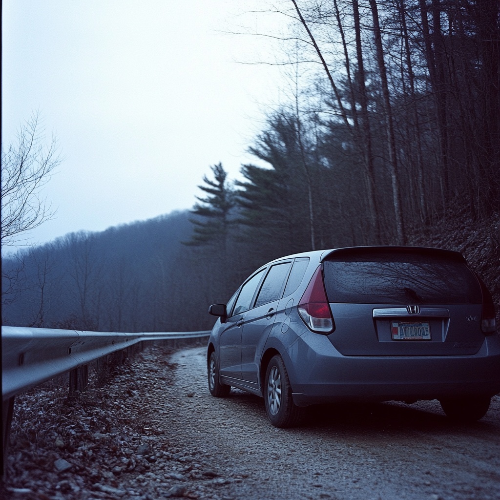 不気味な山道を運転