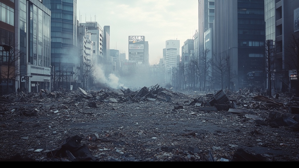 昭和の東京都内崩落事故の様子