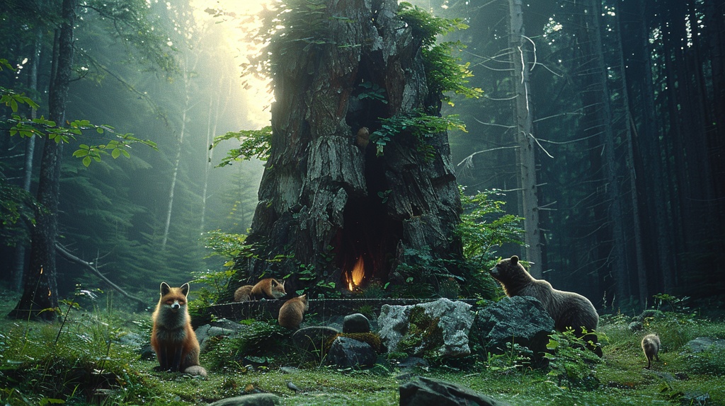 ご神木と森の動物たち