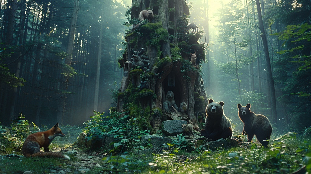 ご神木と森の動物たち