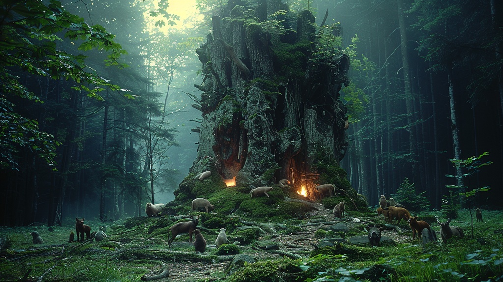 ご神木と森の動物たち