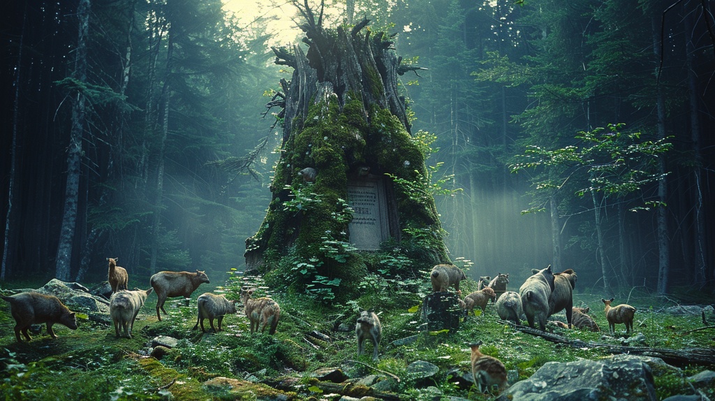 ご神木と森の動物たち