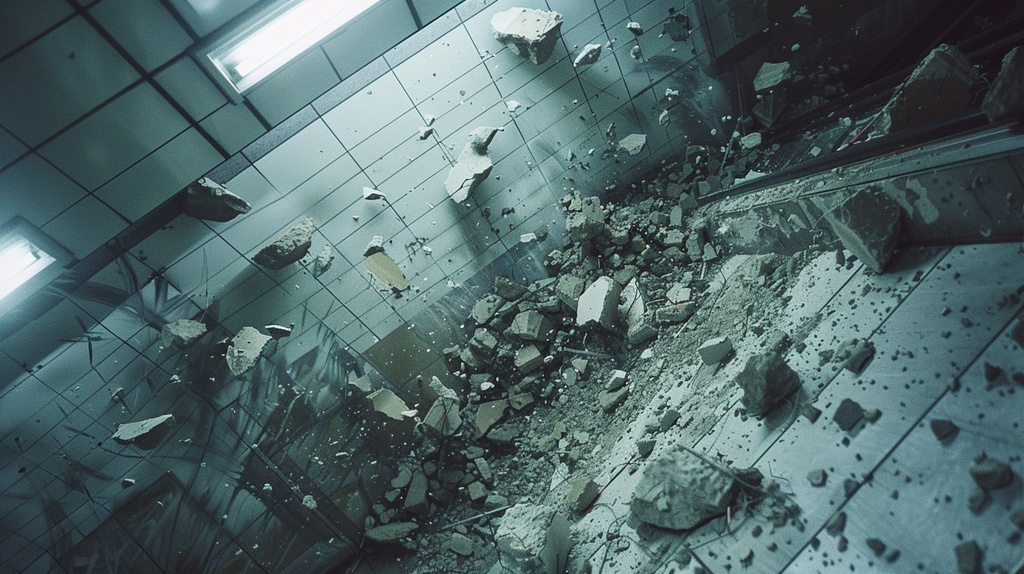 地下鉄構内崩落事故の様子