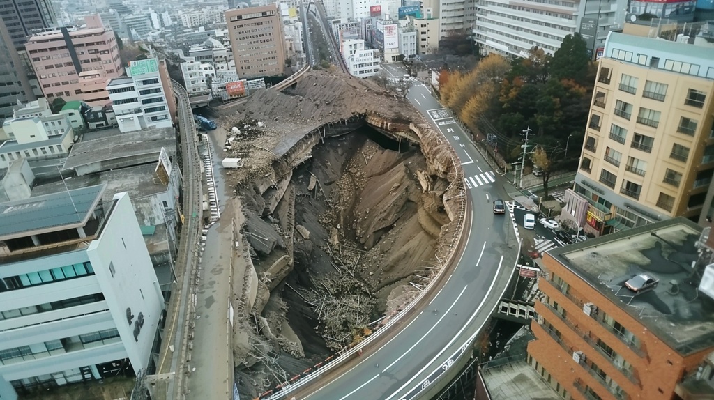 道路崩落事故