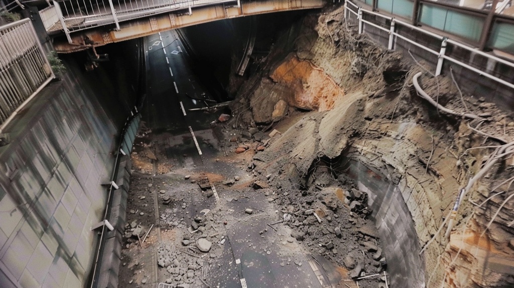 道路崩落事故